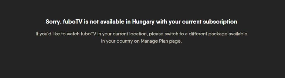 FuboTV cant be streamed at your current location